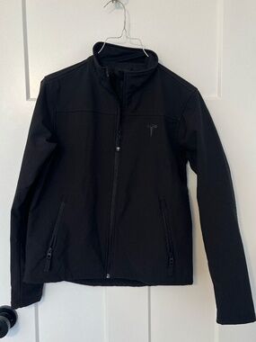 Tesla Motors Jacket Womens Small Black Softshell Fleece Lined Full Zip Employee